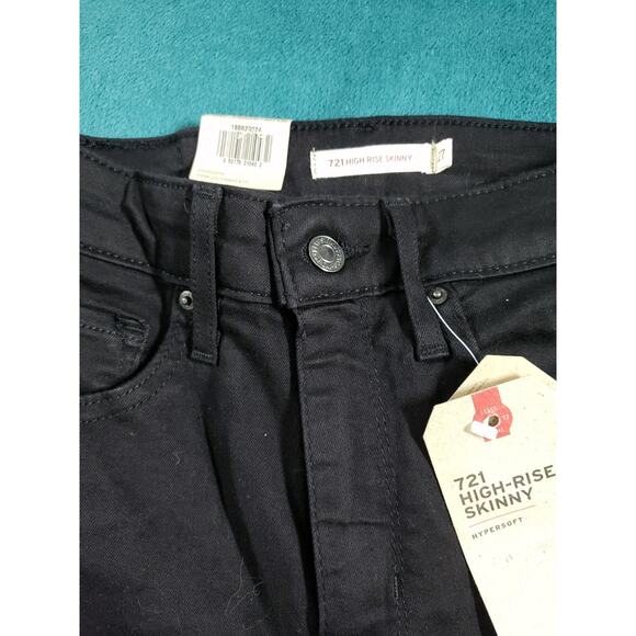 Levis 721 Jeans Size 4 Womens Black Pants Stretch Denim High Rise Skinny NWT - Picture 10 of 16